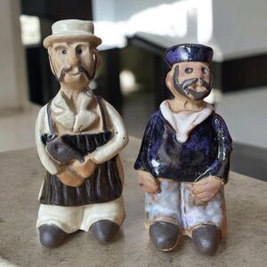 Tremar pottery figures, set of 2, butcher and sailor, vintage, made in England